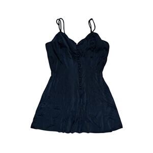 Vintage Victoria's Secret Gold Label Black Button Slip Dress Mini 90s
